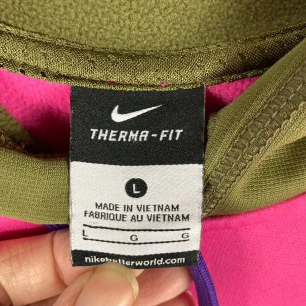 Womens Nike‎ Therma Fit Scrambled Letter Swish Hoodie Pink Green L